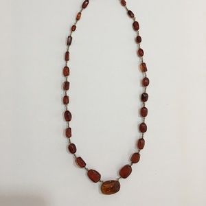 Amber Necklace Wrapped in 9K Gold Wire